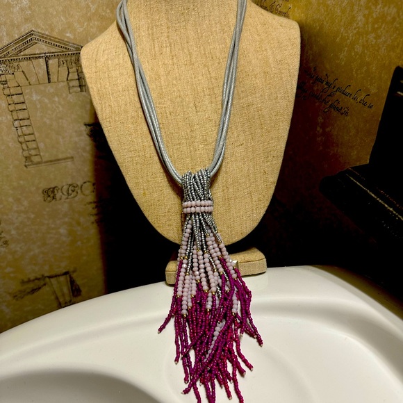 Pink purple and gray necklace - Picture 1 of 3